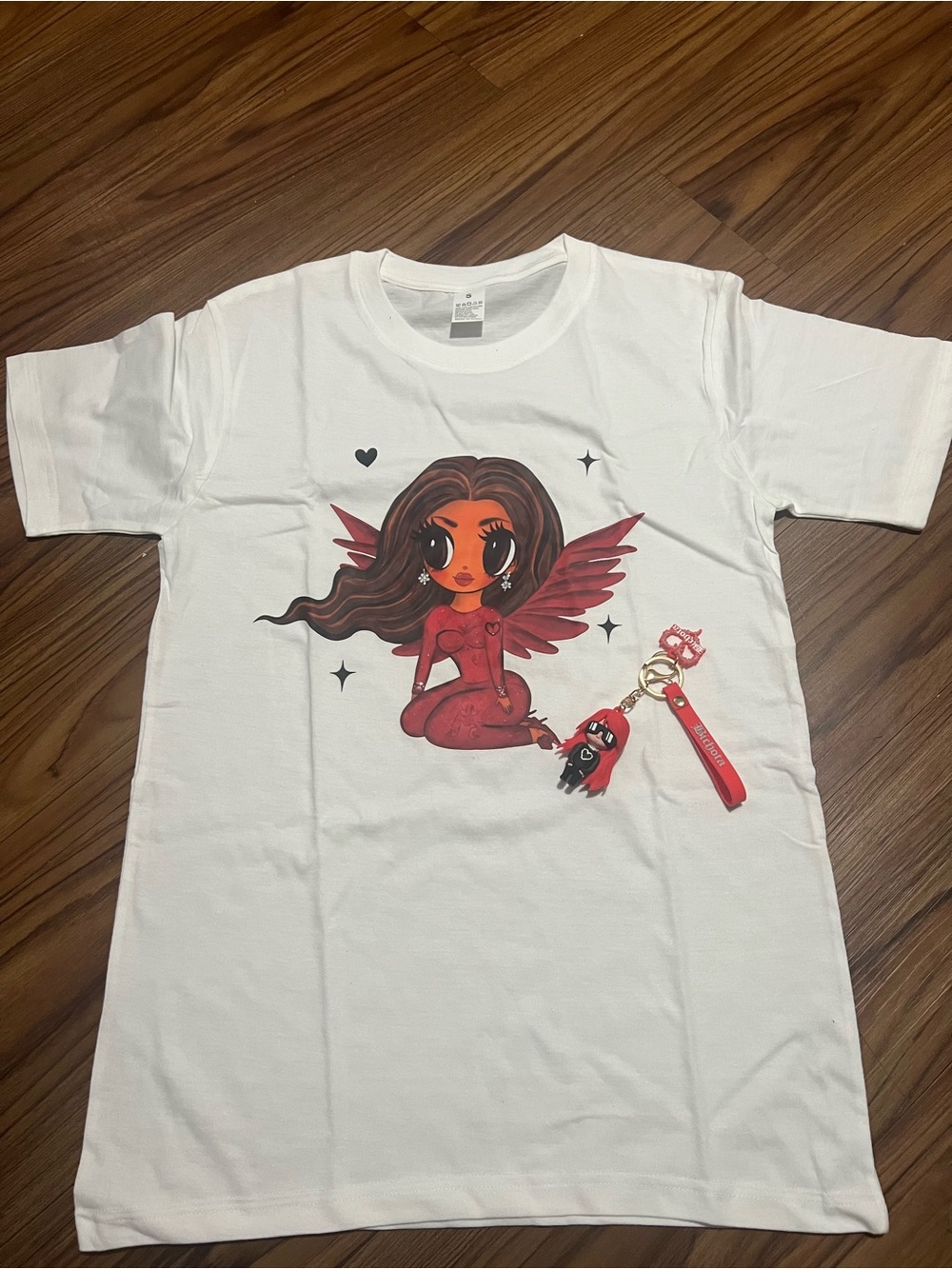 & Other Stories White Tee with Red Angel Graphic